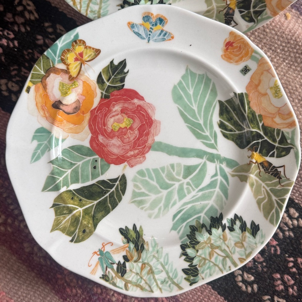 Anthropologie Shelley Hesse "Watercolor Petals" Salad Plates (Set of 4)